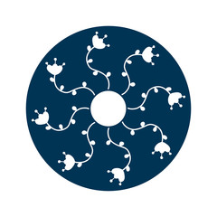 Abstract floral seamless pattern on blue background.Scandinavian and folk design.vector illustration with white flowers.Flat style. Design of fabric, packaging and branding.minimalism.