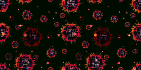 Fototapeta na wymiar COVID-2019 is new coronavirus from China. Attention! Vector illustration for design of medical poster. Seamless pattern of infected tissues with germs and virus.