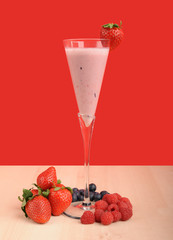 Strawberry smoothie in cocktail glass