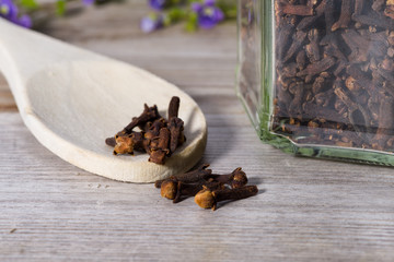 Dried cloves in cooking environment