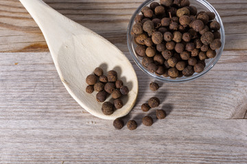 Close up on spoon with allspice (pimento)