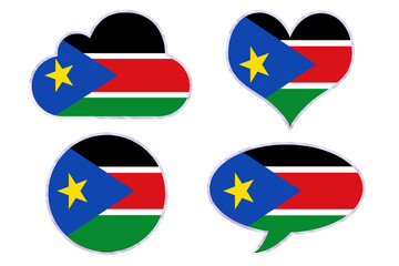 South Sudan flag in different shapes