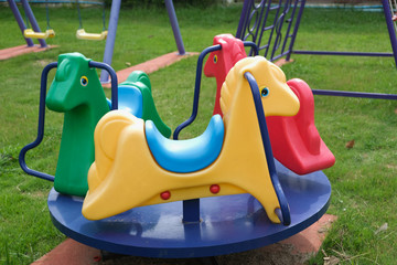 merry-go-round in the garden for kids.