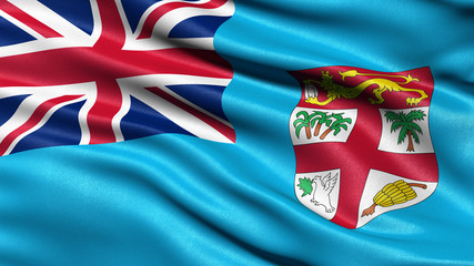3D illustration of the flag of Fiji waving in the wind.