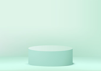 Minimal green Podium and scene with 3d render vector in abstract background composition, 3d illustration mock up scene geometry shape platform forms for product display. stage for awards in modern.