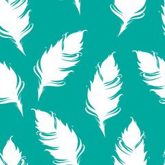 White feather silhouette isolated. Seamless pattern. Vector illustration