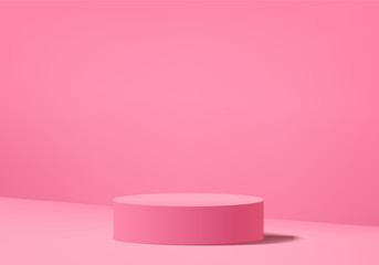 Minimal Podium and scene with 3d render vector in abstract pink background composition, 3d illustration mock up scene geometry shape platform forms for product display. stage for awards in modern.