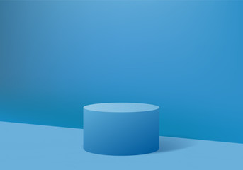 Minimal Podium and scene with 3d render vector in abstract Blue background composition, 3d illustration mock up scene geometry shape platform forms for product display. stage for awards in modern.