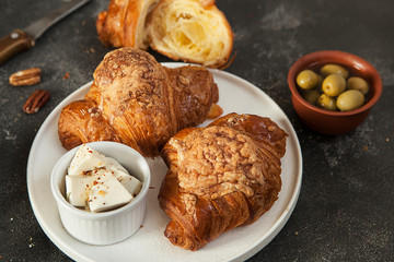 croissant, fresh crispy croissant, pastries