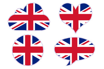 United Kingdom flag in different shapes
