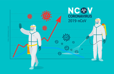Smoothing the COVID-19 coronavirus curve prevents a sharp peak in infections. Medical workers in protective gear are working to smooth out the curve to slow down COVID-19 infection.