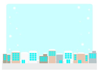 雪が積もっている冬のオフィス街のフレーム	