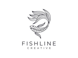 Fototapeta premium Unique outline fish logo elegant illustration