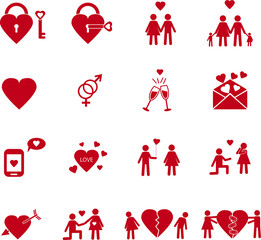 Love valentine vector icon set