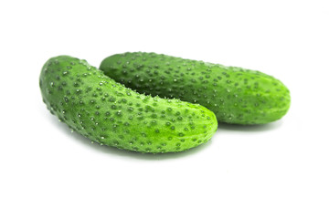 Ripe fresh organic cucumber isolated on white background