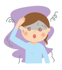眩暈を起こした女性　上半身　イラスト