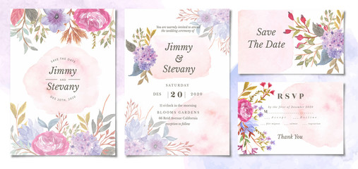 wedding invitation with splash floral watercolor