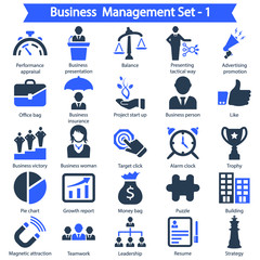 Business Management Icon set 1 - Blue series