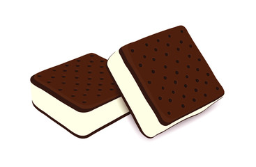 Dessert delicious sweet chocolate biscuits with tea cream