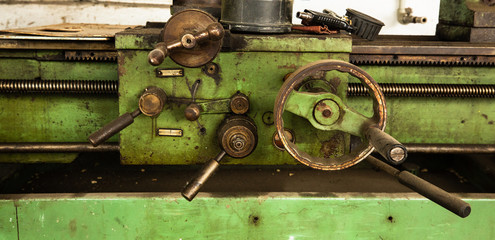 old soviet metal lathe, industrial machinery