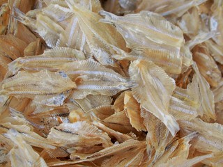 The dried small fish are the Asian food