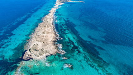 beaches with turquoise sea in the Formentera island