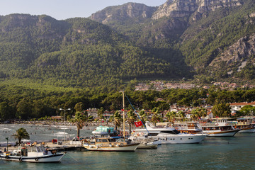 Fototapeta na wymiar Traveling by sea on a yacht. Summer Holidays in Turkey
