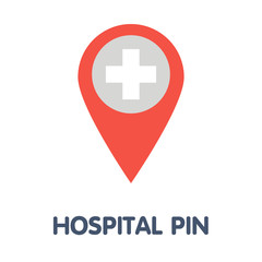 Icon hospital pin  flat style icon design  illustration on white background
