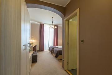 Fototapeta na wymiar Interior of a hotel bedroom
