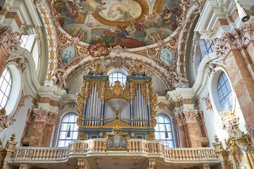 St. James Cathedral in Innsbruck, Austria - Balkony, Pipe Organ and Paintings