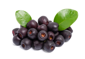 Jambolan plum or jambul or Jamun fruit, Java plum (Syzygium cumini) isolated on white background with clipping path