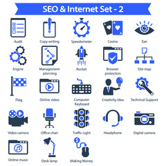 SEO & internet Icon set 2 - Blue series