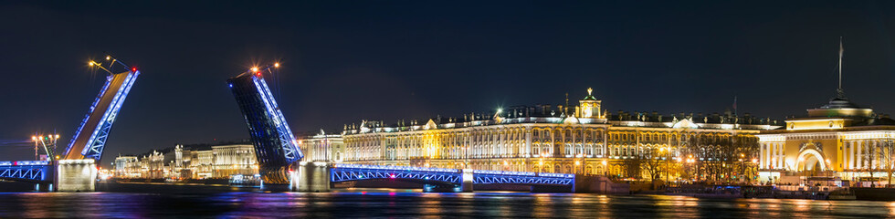 Fototapeta na wymiar Palace bridge during its breeding in night