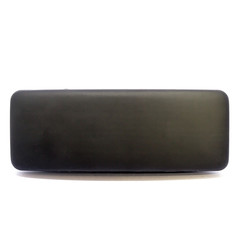 Genuine leather glasses case on white background isolated