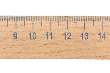 wooden ruler on a white background, isolated.