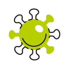 Virus molecule, Covid-19 bacteria, infection flat illustration