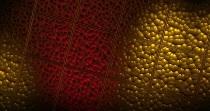 Abstract golden 3D geometric pattern. Mosaic metallic background for event. 3D animation loop 4k
