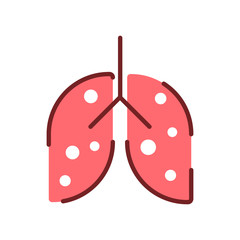 Fototapeta premium Pneumonia, human lung inflammation, coronavirus progression flat illustration