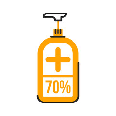 Alcohol containing antiseptic, medical disinfectant flat illustration