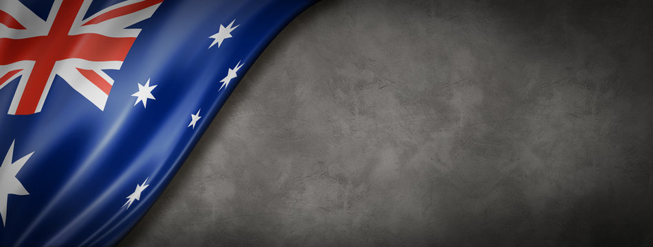 Australian flag on concrete wall banner