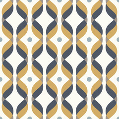 Ogee seamless vector curved pattern, abstract geometric background. Mid century modern wallpaper pattern.