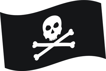 Pirate flag with skull and crossbones vector icon