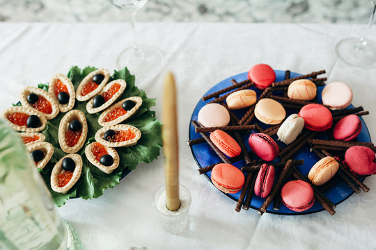 food holiday candle colored homemade cookies and treats tartlet fish filling caviar butter