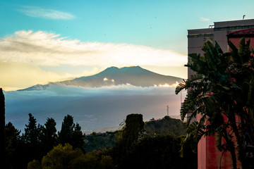 The Etna's Volcano
Colorful picture of the mount Etna in Sicily hided by a fog during sunset.