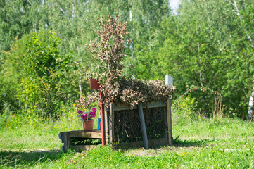 A cross-country a brush fence in a cross country event