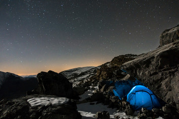 tent pitch on the mountains