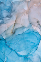 Naklejka premium Fluid Art . Abstract colorful background, wallpaper. Mixing acrylic paints. Modern art. Marble texture. Alcohol ink colors translucent