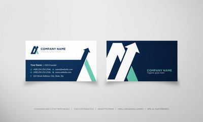 Letter A and arrow accounting design business card template