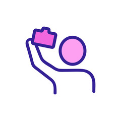person taking selfie icon vector. person taking selfie sign. color symbol illustration