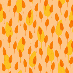 Seamless pattern with tropical leaves, illustration for print